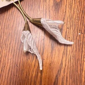 Chic White Lace and Gold Earrings